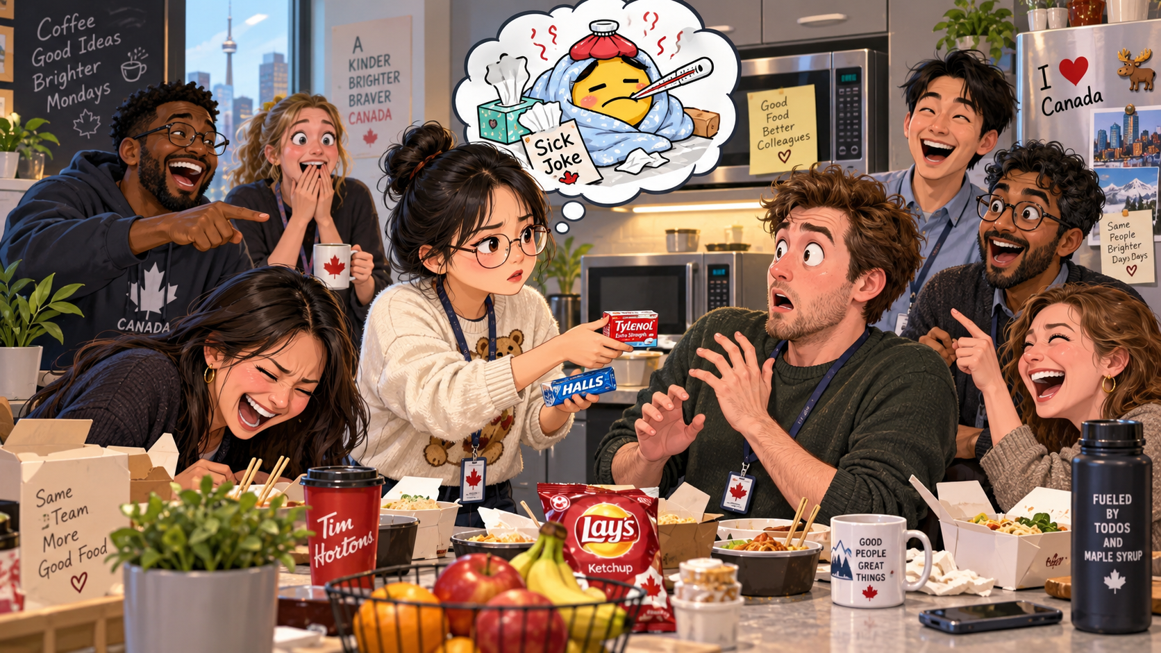 美剧学英语:sick joke - 加拿大办公室午休,同事说“sick joke”,我默默把感冒药递了过去……