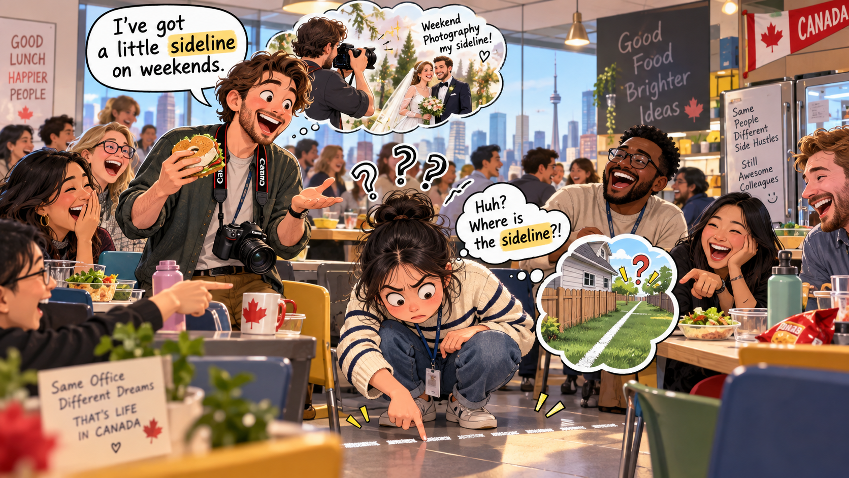 美剧说英语:sideline - 加拿大办公室里,同事说自己有条 sideline,我低头找了半天那条线……