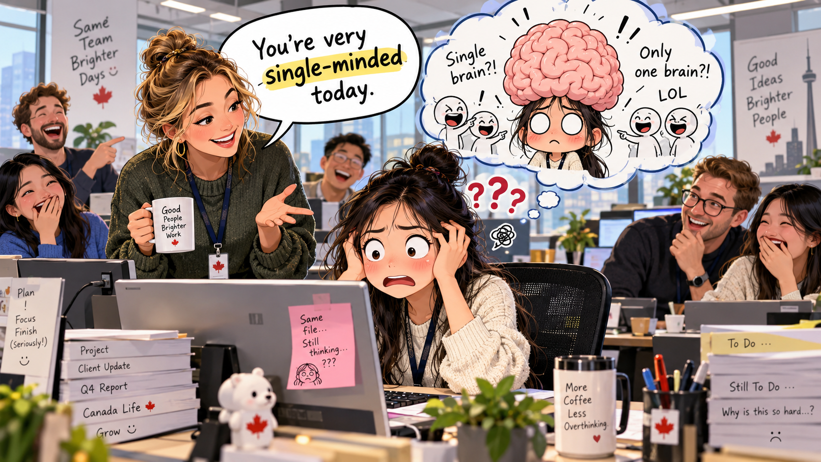 美剧说英语:single-minded - 加拿大办公室里,同事说我single-minded,我还以为他在骂我“单脑子”
