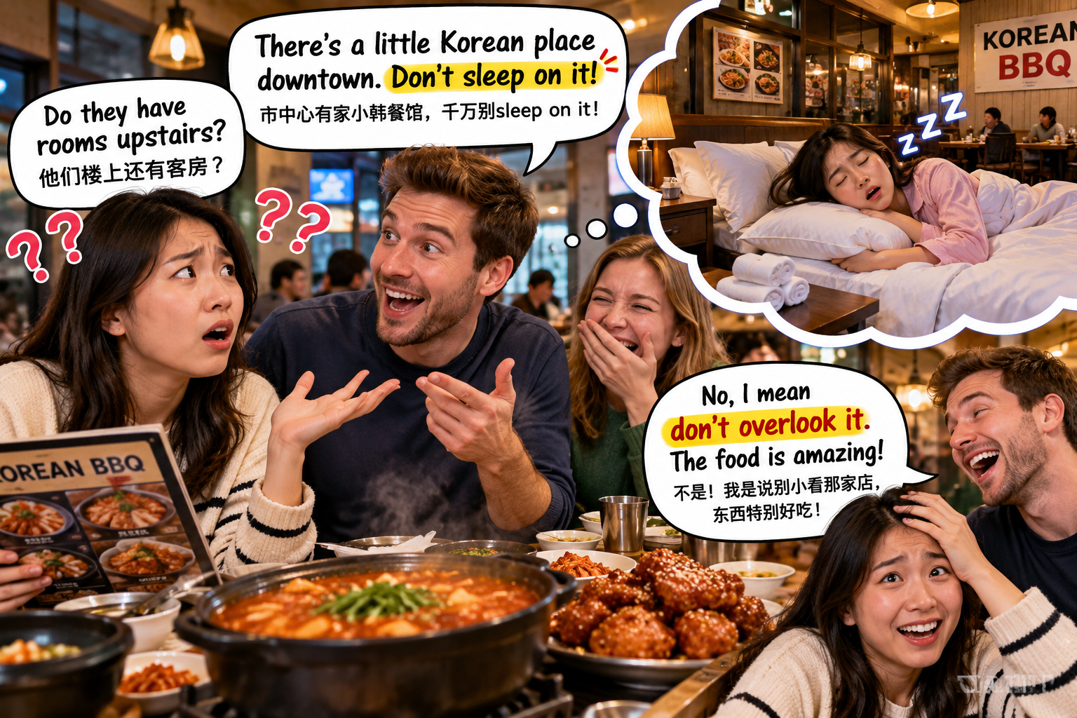 美剧说英语：sleep on - 加拿大同事说“Don’t sleep on this restaurant”，我差点问他要不要带枕头……