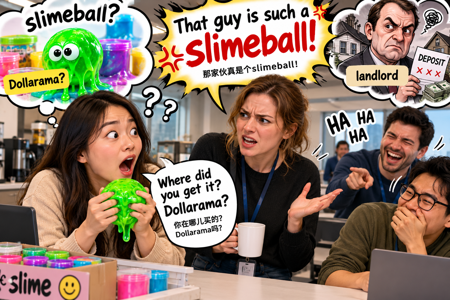 美剧说英语：slimeball - 加拿大办公室同事骂人“slimeball”，我居然问他在哪里买的……