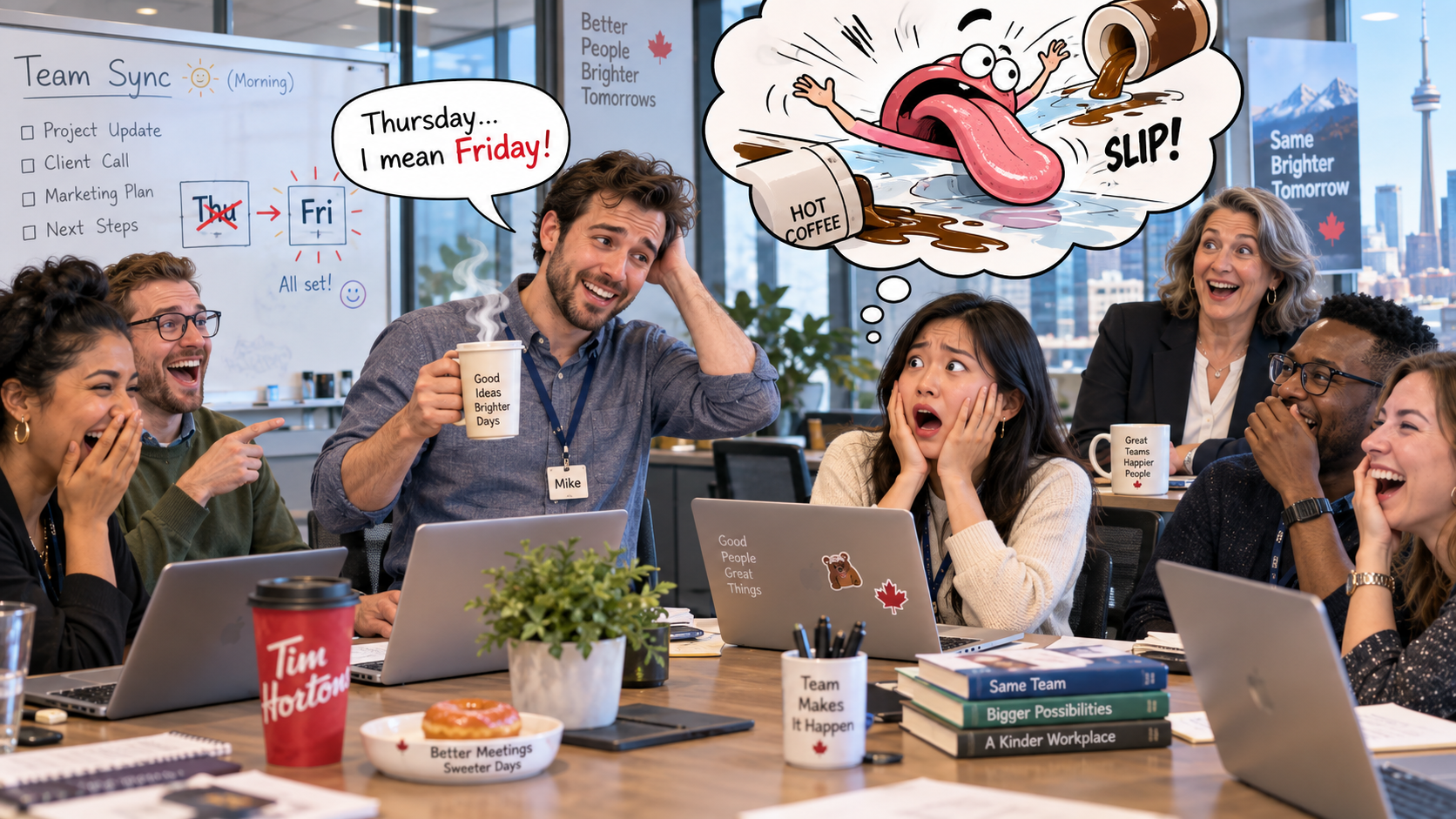 美剧学英语：slip of the tongue - 加拿大办公室同事说“slip of the tongue”，我真的盯着他的舌头看了……