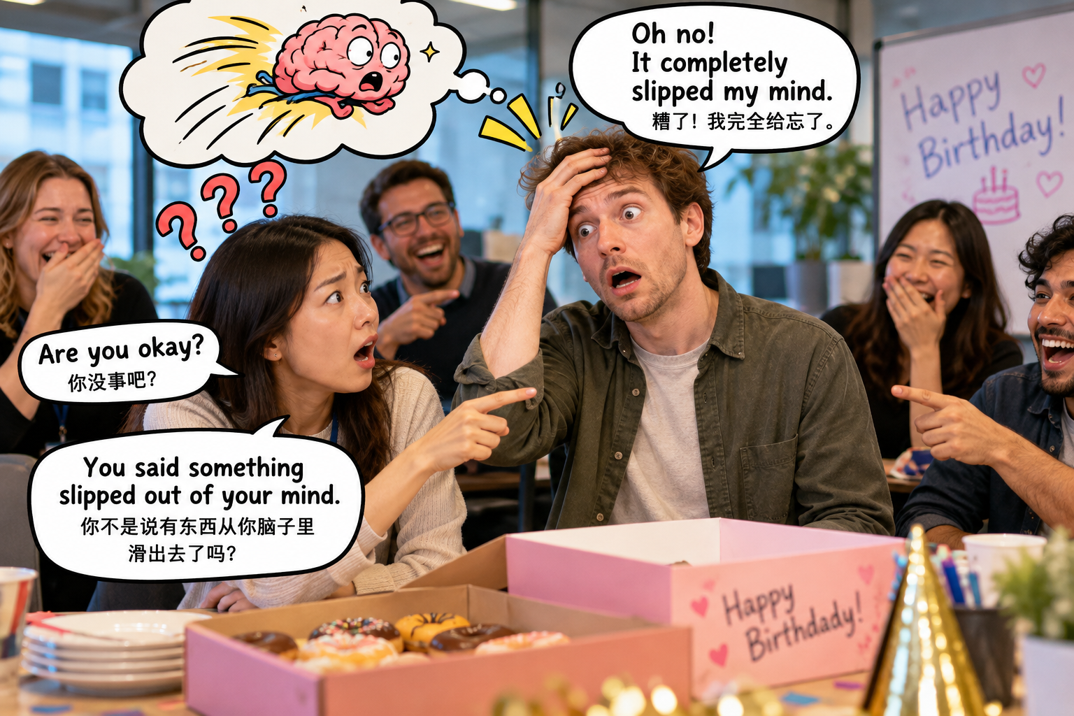 美剧说英语:slip one's mind - 加拿大同事说“slipped my mind”,我还以为他脑子出问题了……