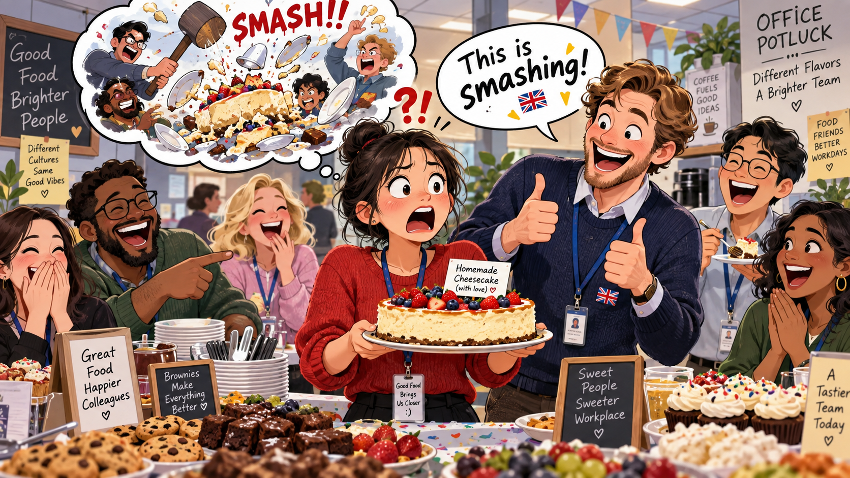 美剧学英语:smashing - 加拿大办公室同事说“smashing”,我赶紧检查刚做完的蛋糕有没有碎……