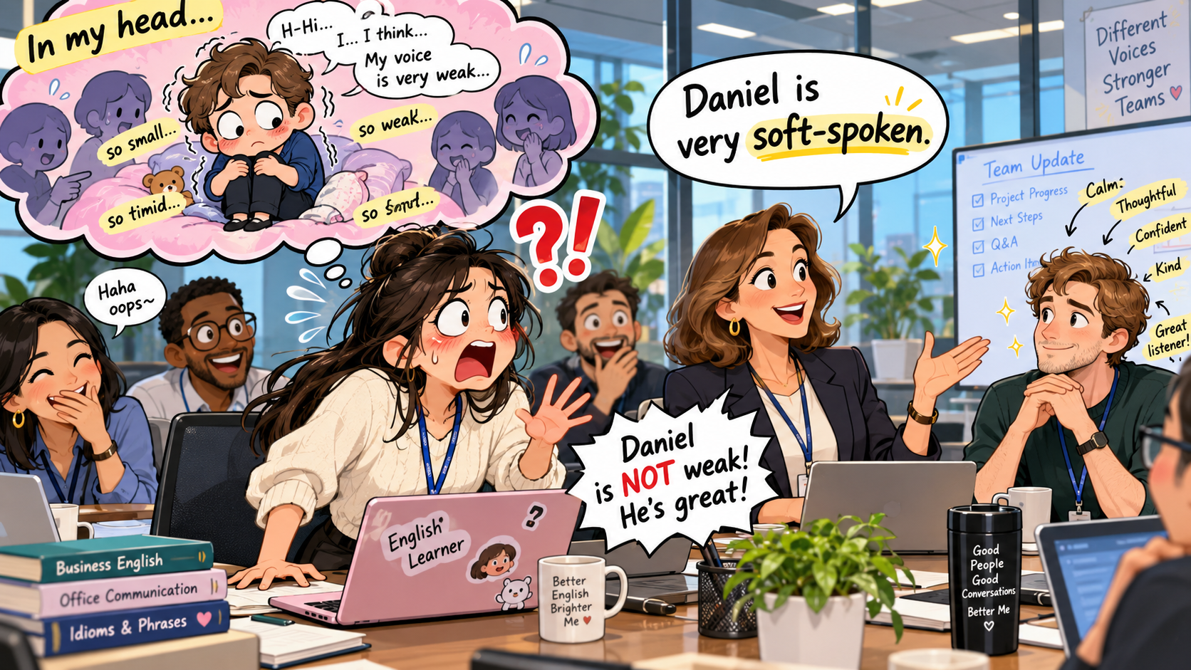 美剧学英语：soft-spoken - 加拿大办公室开会，老板说同事soft-spoken，我差点替他打抱不平