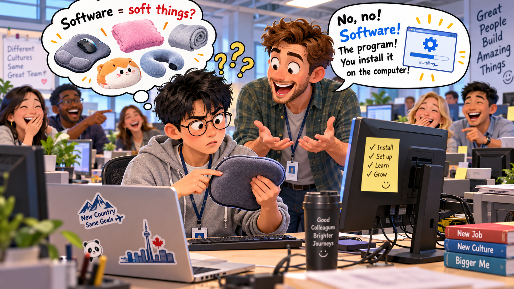 美剧学英语:software - 加拿大办公室里,同事让我装“software”,我差点去找一块软的东西……