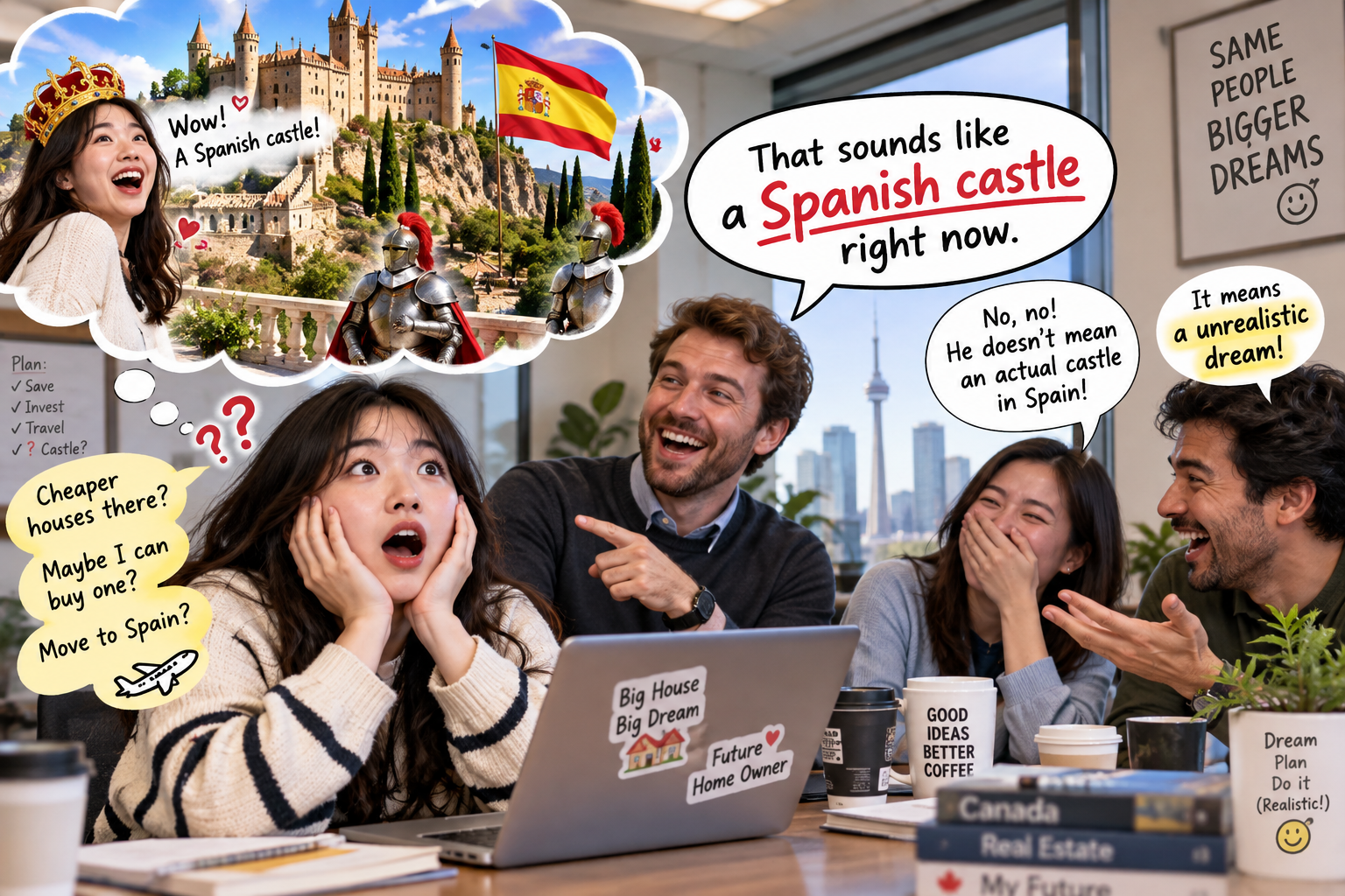 美剧学英语：spanish castle - 加拿大买房聊天时，同事说“Spanish castle”，我真以为他在西班牙看房……