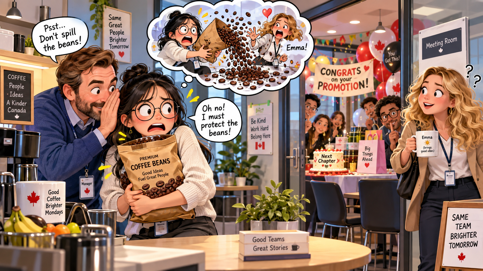 美剧学英语：spill the beans - 加拿大办公室同事说“别把豆子撒了”，我低头看了一眼咖啡机……