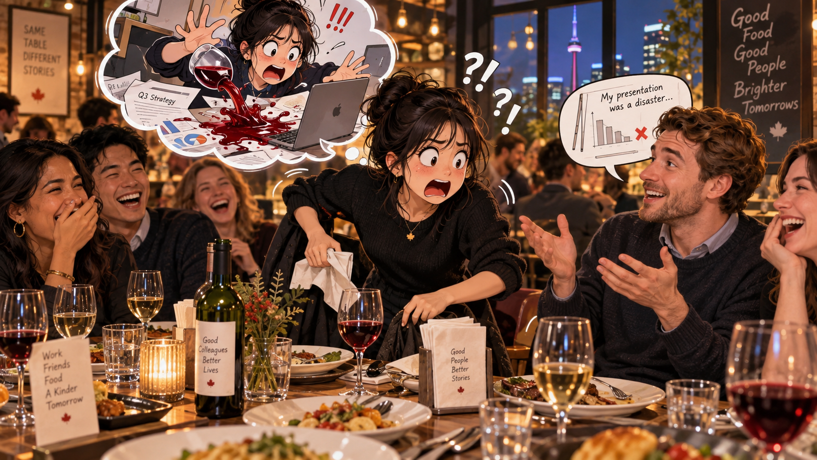 美剧学英语：spill the wine - 加拿大办公室聚餐，同事说“I spilled the wine”，我赶紧去找纸巾……