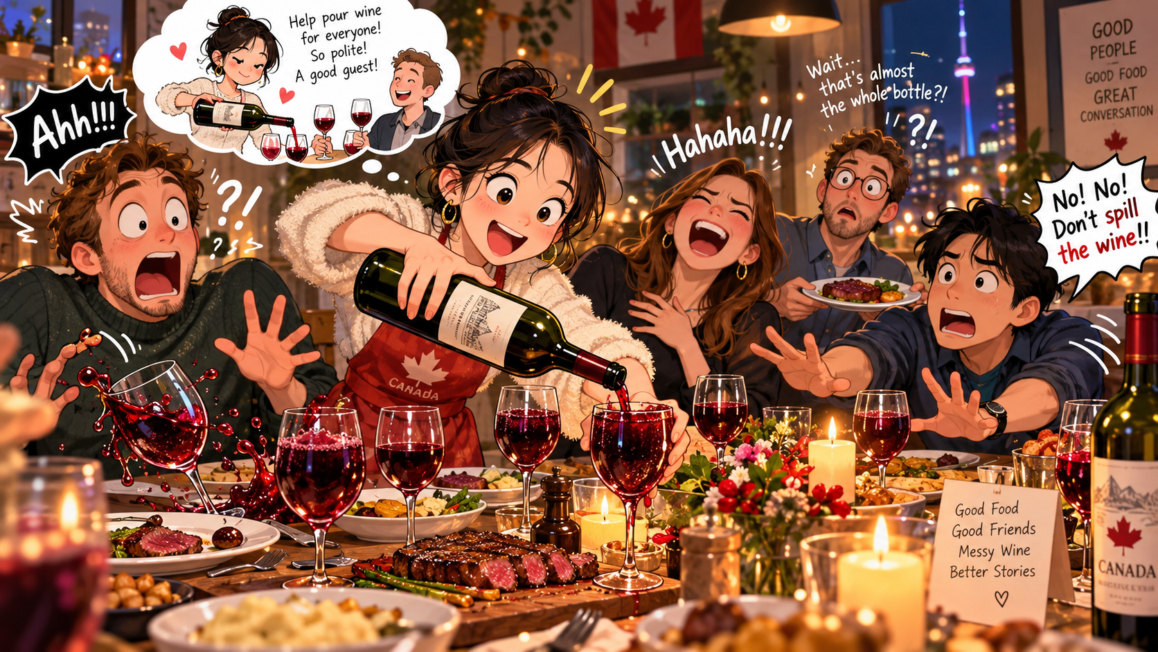 美剧说英语:spill the wine - 加拿大同事聚餐说“spill the wine”,我拿起红酒就给全桌倒满了……