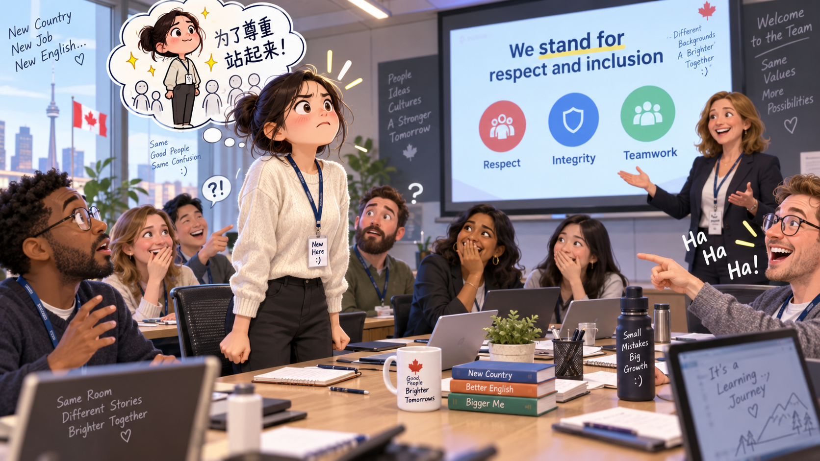 美剧学英语：stand for - 加拿大公司入职培训，经理说“We stand for respect”，我真的站起来了……