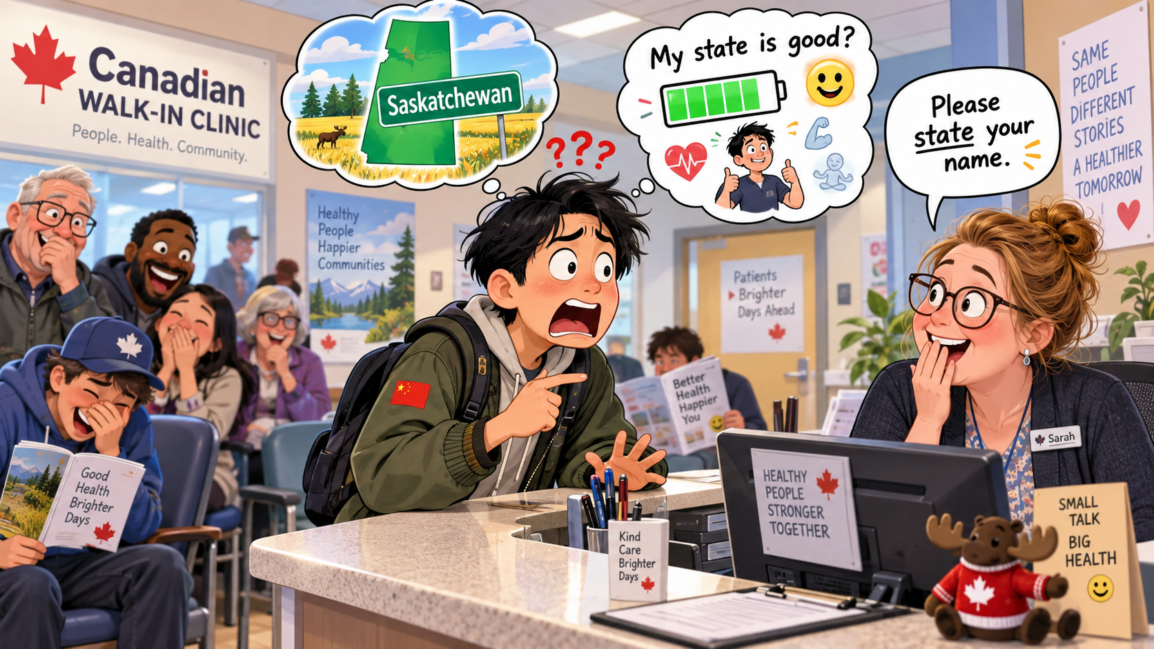 美剧学英语:state - 加拿大诊所前台让我“state”,我脱口而出:Saskatchewan?