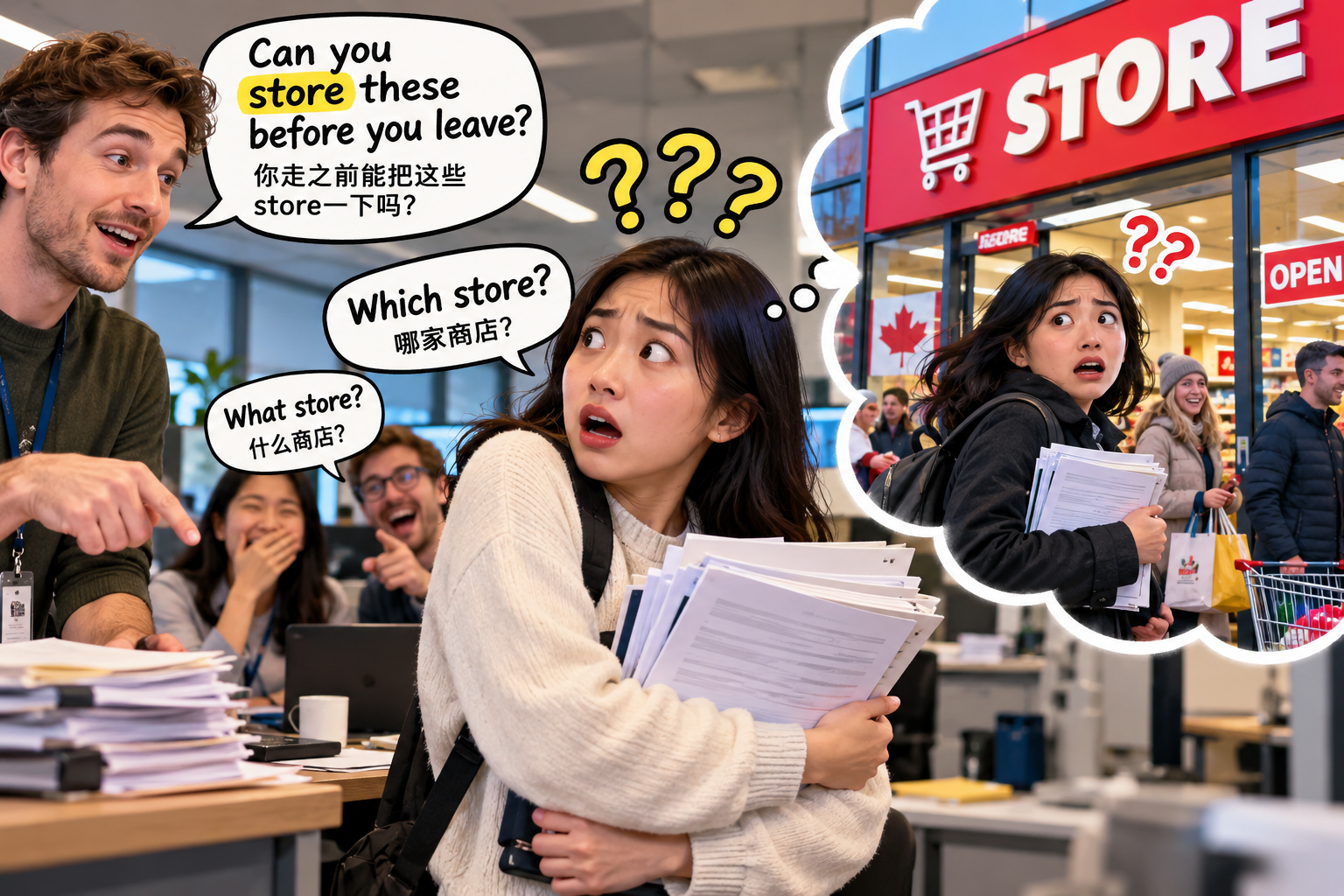 美剧学英语:store - 加拿大办公室让我“store”文件,我差点抱着电脑去商店……