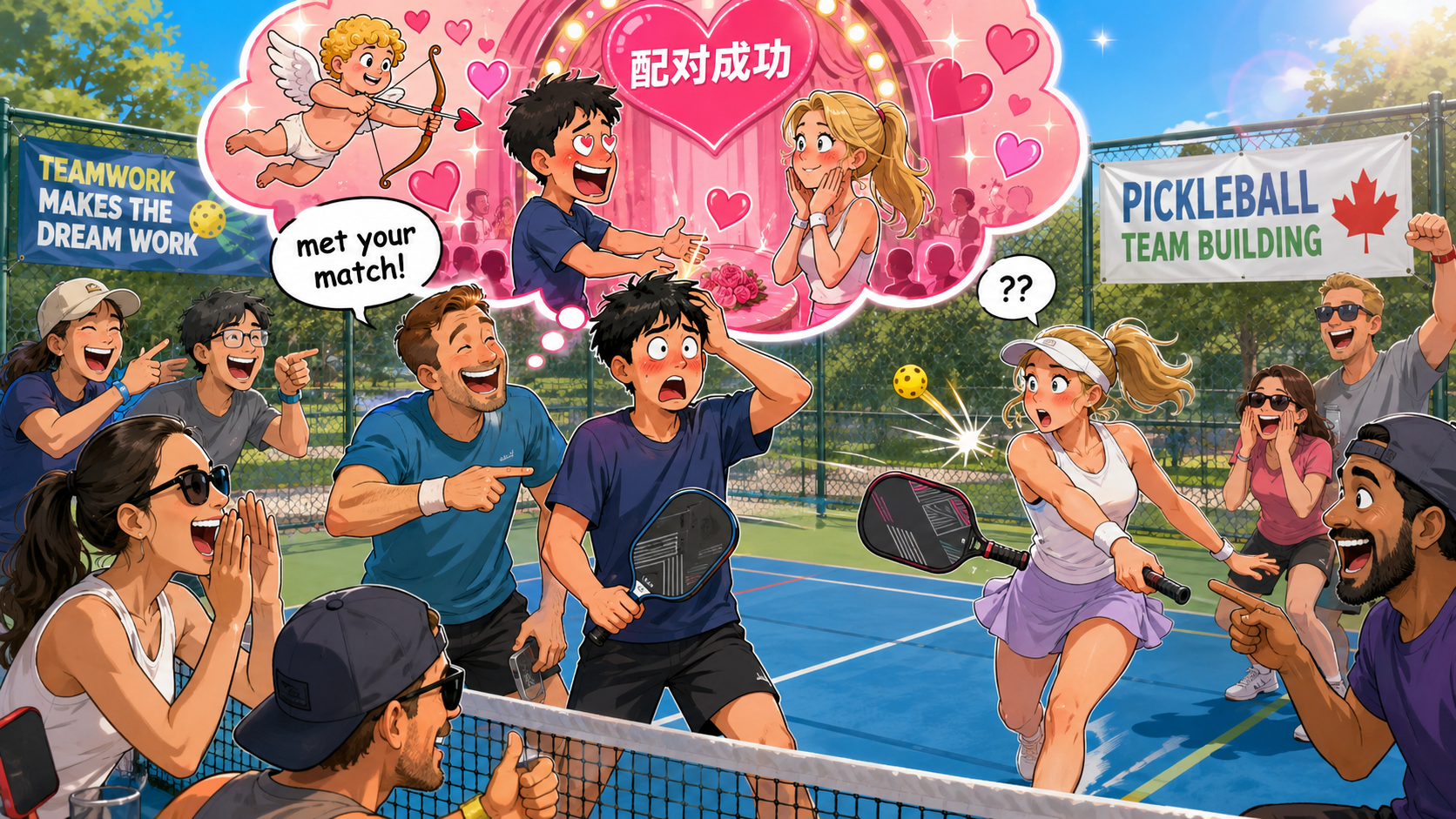 美剧学英语：加拿大公司团建打匹克球，同事说我“met my match”，我以为他在给我介绍对象…… - 加拿大公司团建打匹克球，同事说我“met my match”，我以为他在给我介绍对象……