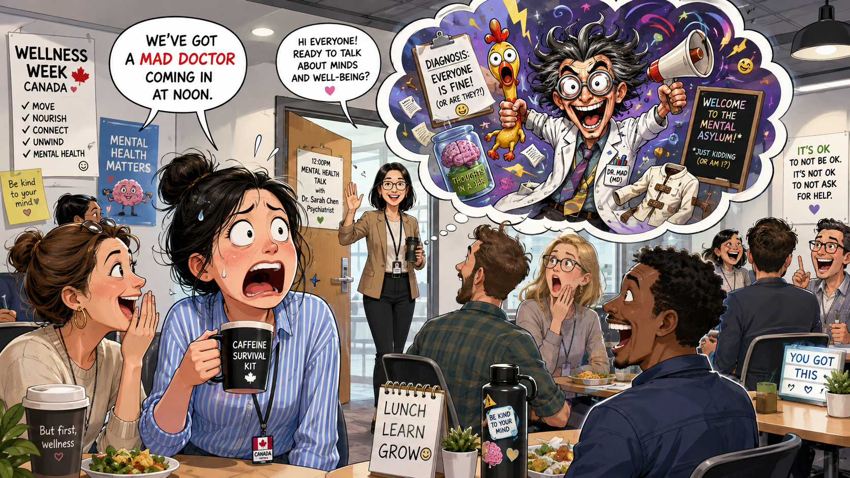 美剧学英语：加拿大公司健康讲座，同事说请了个“mad doctor”，我差点跑去通知保安…… - 加拿大公司健康讲座，同事说请了个“mad doctor”，我差点跑去通知保安……