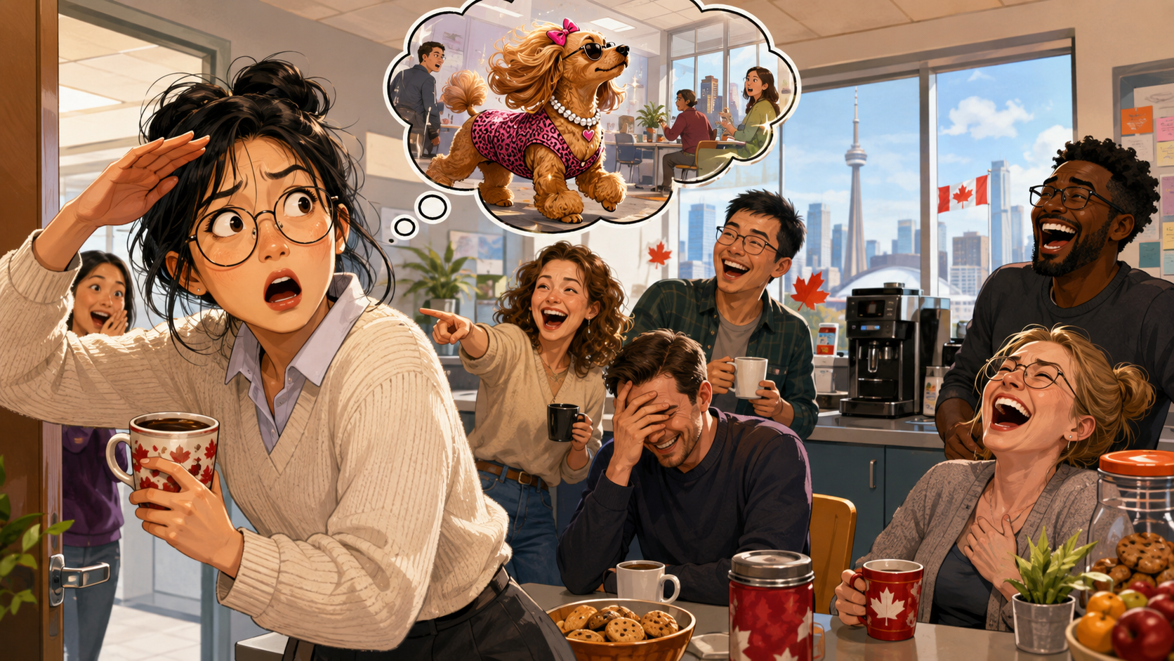 美剧学英语:加拿大办公室茶水间:同事说“He bitches around all day”,我下意识往门口找狗…… - 加拿大办公室茶水间:同事说“He bitches around all day”,我下意识往门口找狗……