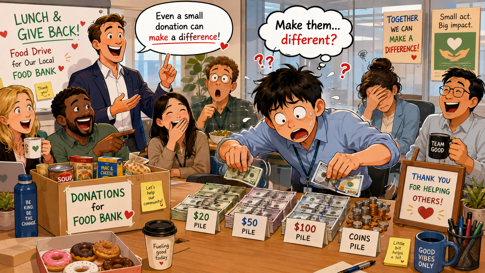 美剧学英语：加拿大办公室募捐会上，同事说“make a difference”，我以为他让我把捐款分出差别…… - 加拿大办公室募捐会上，同事说“make a difference”，我以为他让我把捐款分出差别……