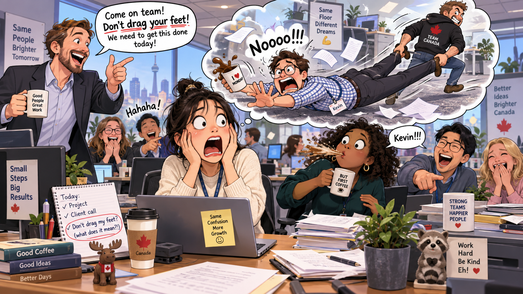 美剧学英语：加拿大办公室催审批，老板说“stop dragging your feet”，我差点低头看同事的鞋…… - 加拿大办公室催审批，老板说“stop dragging your feet”，我差点低头看同事的鞋……