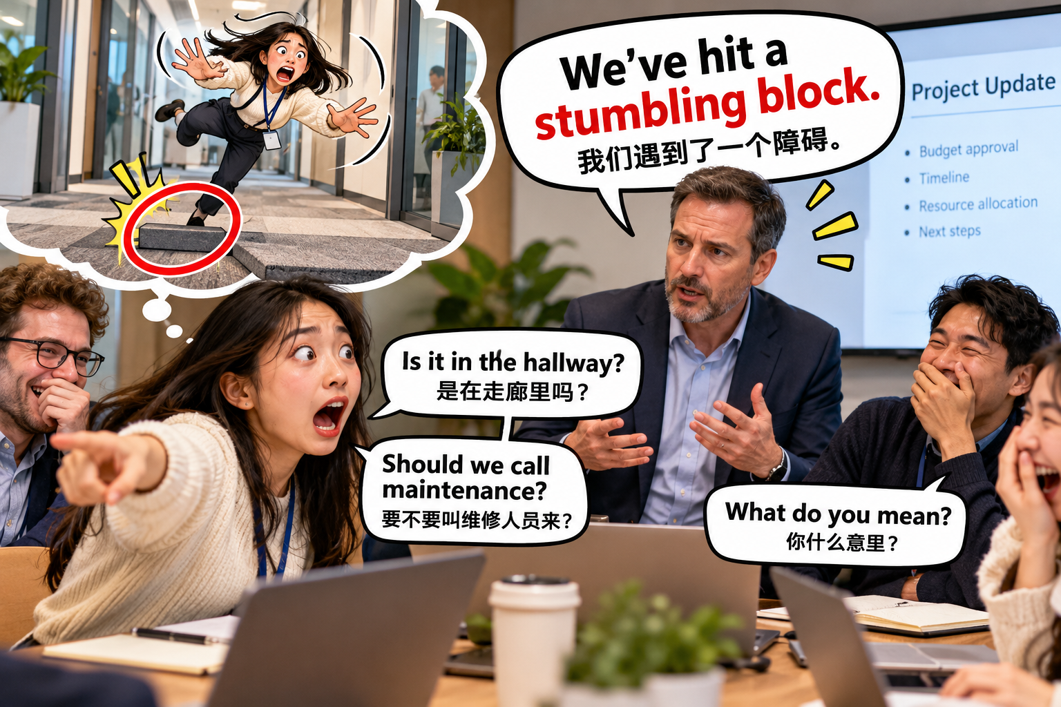 美剧说英语：stumbling block - 加拿大公司开会，经理说有个“stumbling block”，我差点叫物业来修地板……