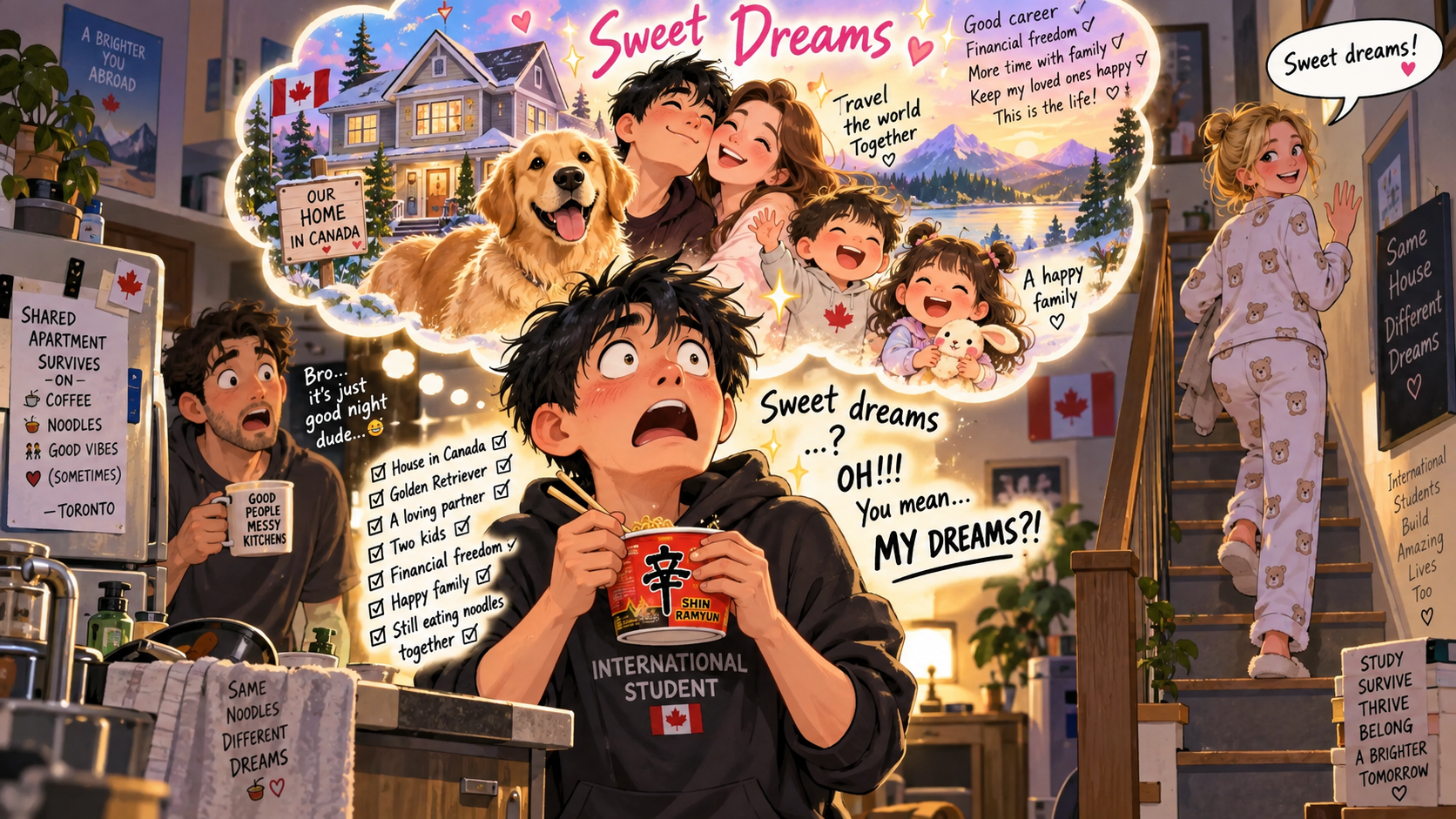 美剧学英语：sweet dream - 加拿大合租房里，室友说“Sweet dreams”，我认真讲起了人生规划……