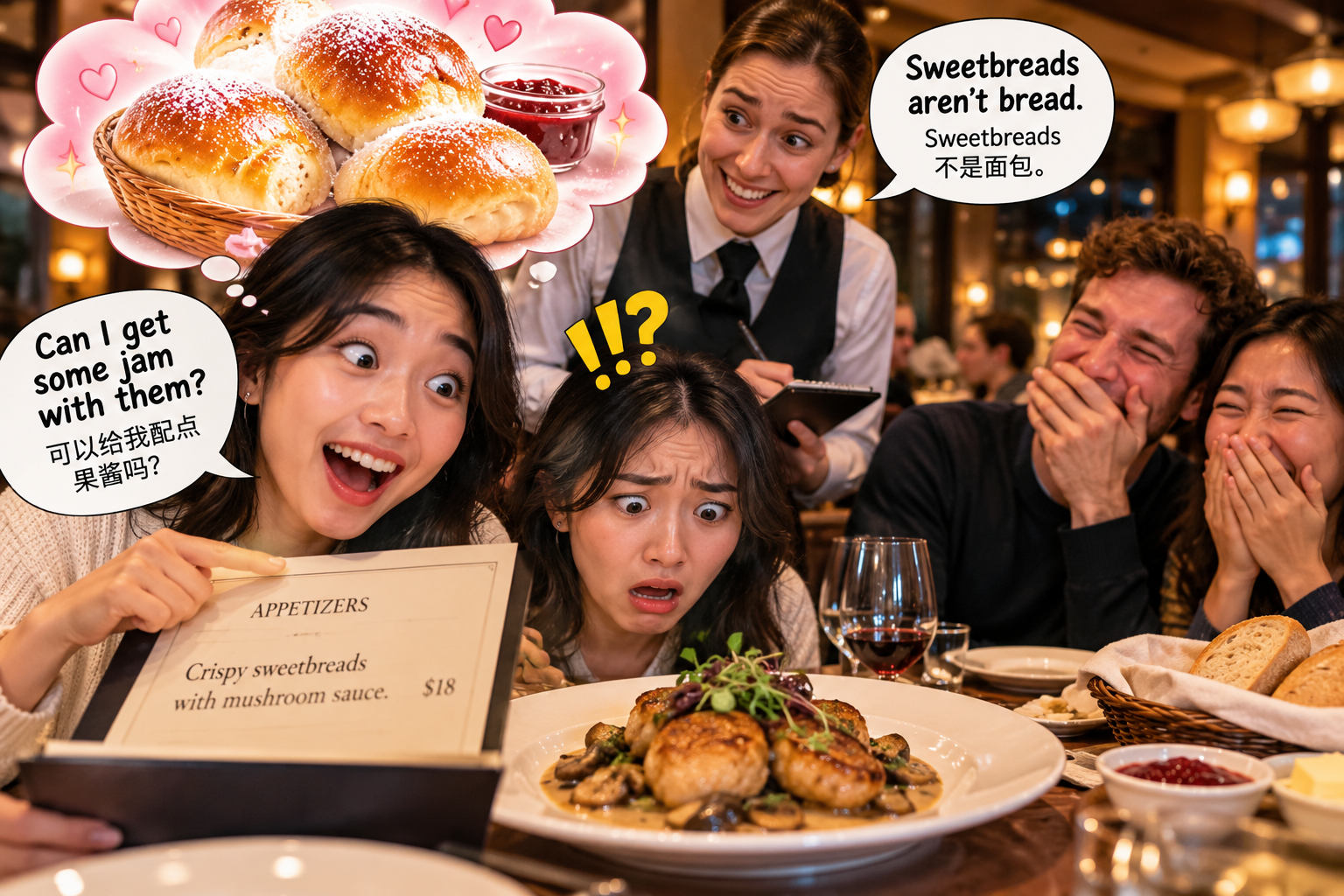 美剧说英语:sweetbread - 加拿大餐厅看到“sweetbread”,我还问服务员能不能多给点果酱……