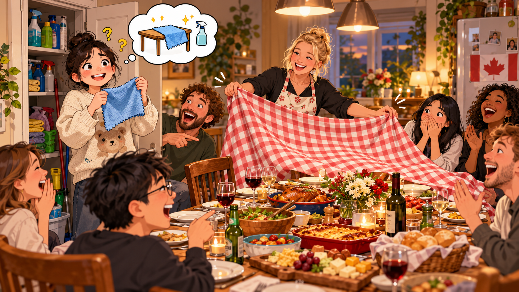 美剧说英语：table cloth - 加拿大朋友让我拿table cloth，我竟然跑去找一块“桌子用的布”