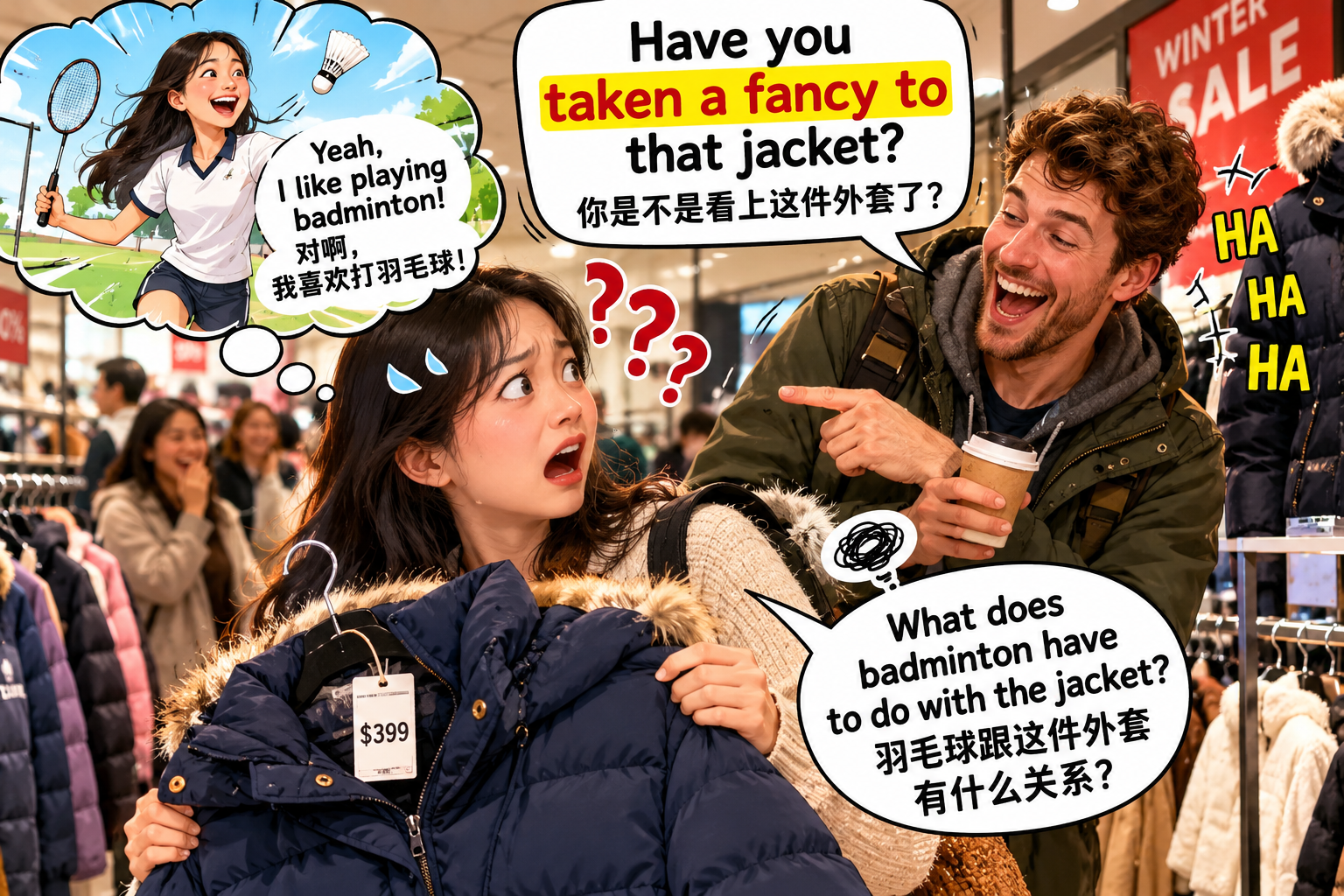 美剧说英语:take a fancy to - 加拿大商场买外套,同事说“take a fancy to”,我差点把自己的爱好报出来……