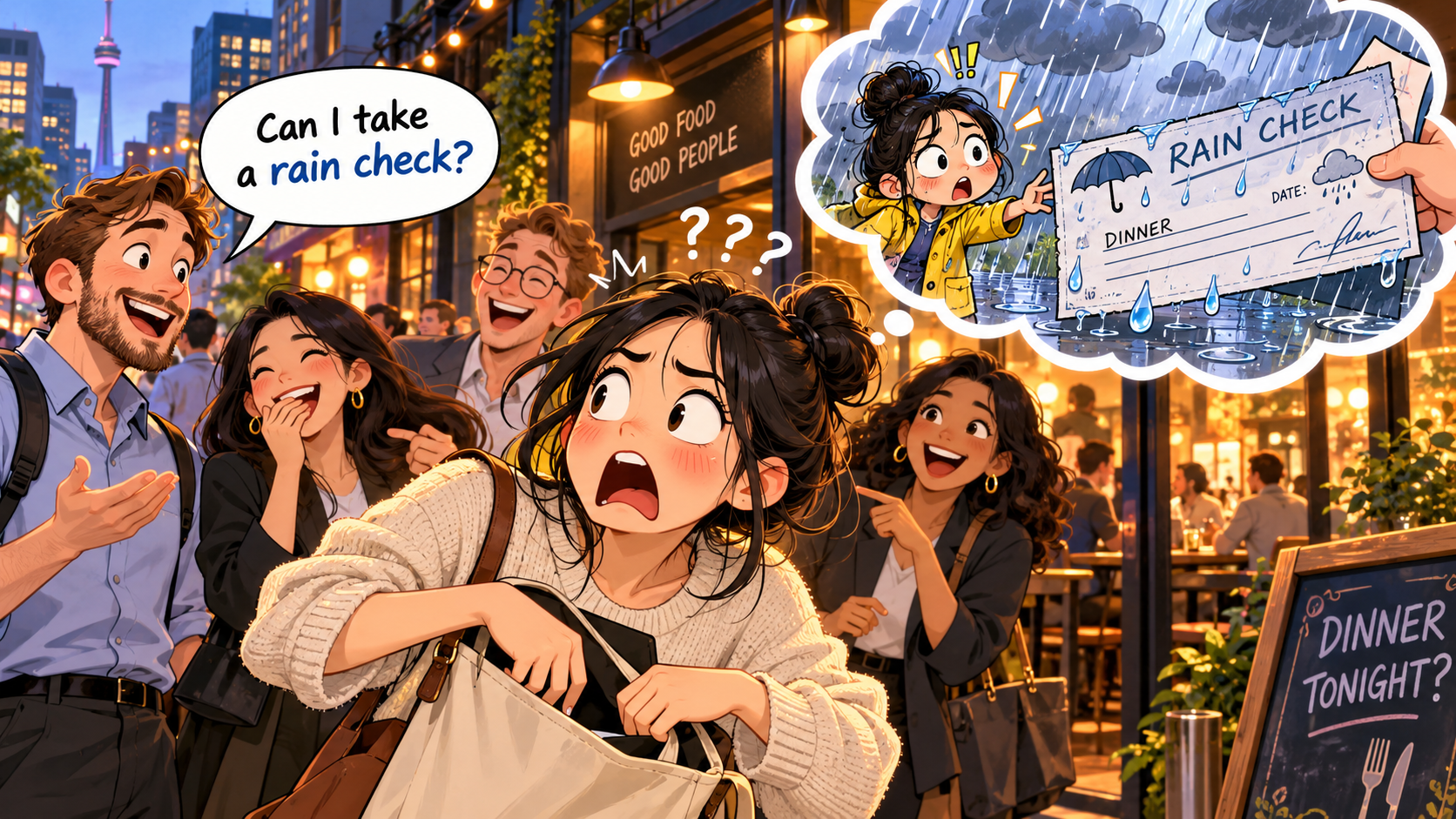 美剧说英语:take a rain check - 加拿大同事说take a rain check,我真的开始找“雨天支票”了