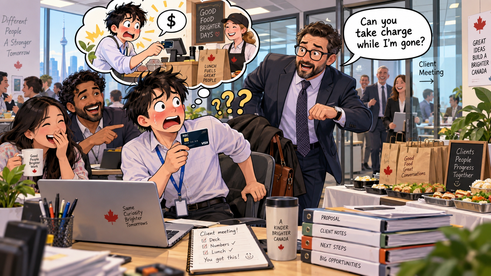 美剧学英语:take charge - 加拿大办公室里,老板说“Can you take charge?”,我居然掏出了信用卡……