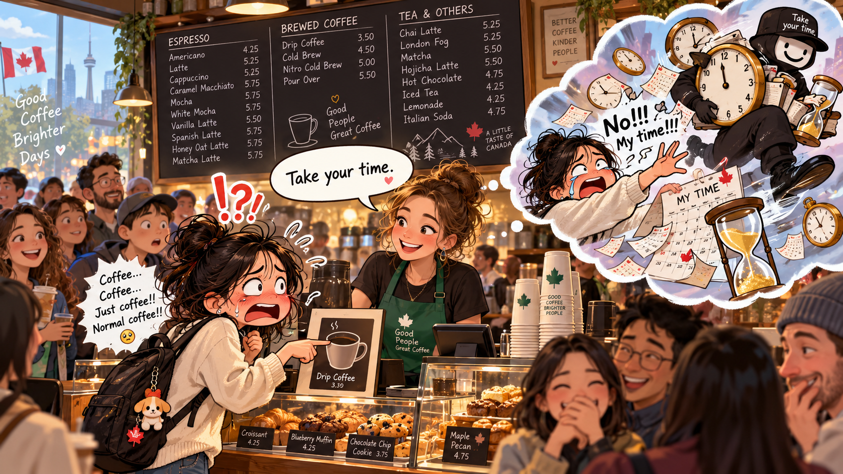 美剧说英语:take one's time - 加拿大咖啡店里,店员让我“take your time”,我差点以为她在赶人