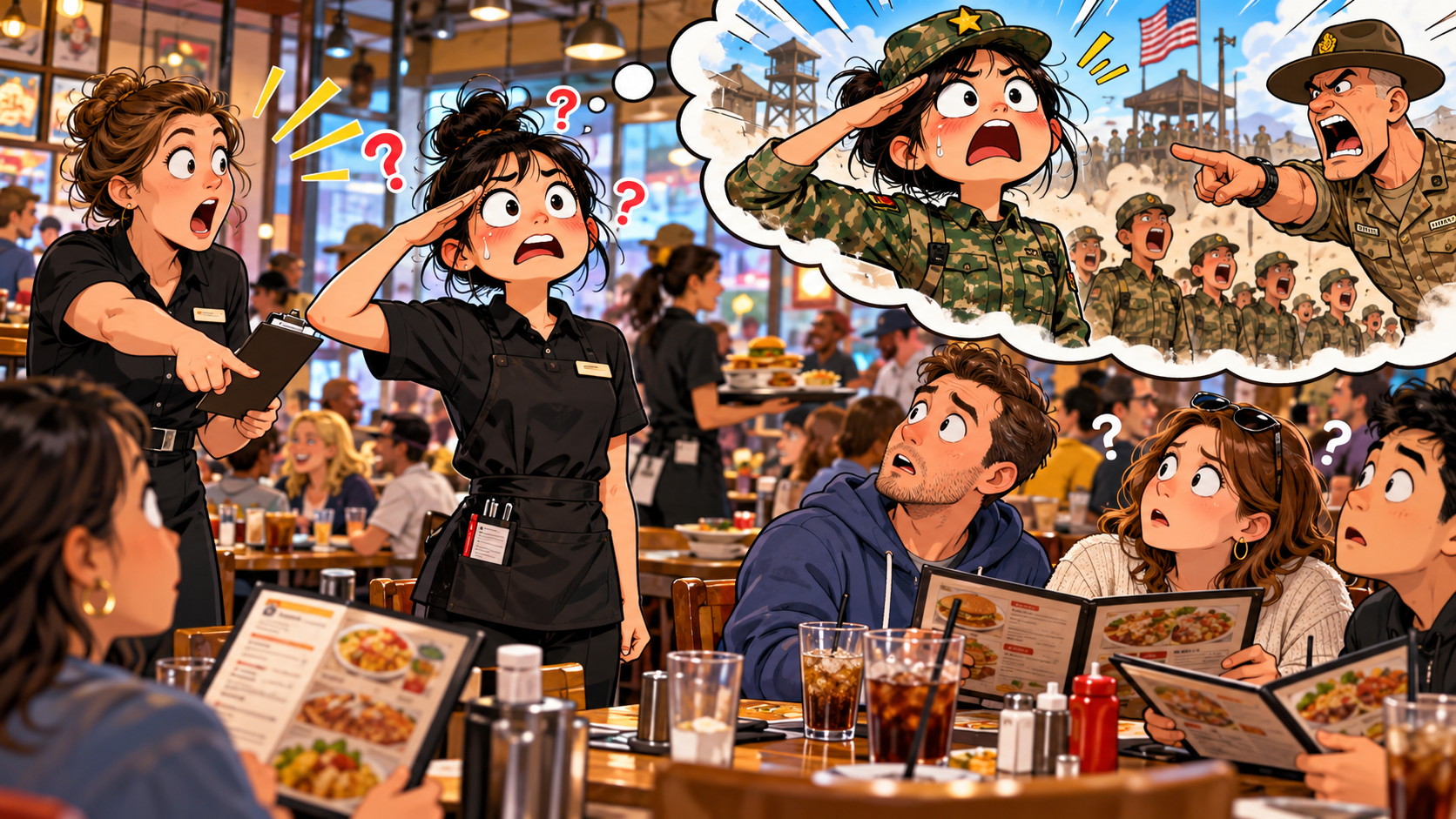 美剧学英语:take order - 加拿大餐厅兼职,经理让我“take orders”,我差点站军姿了