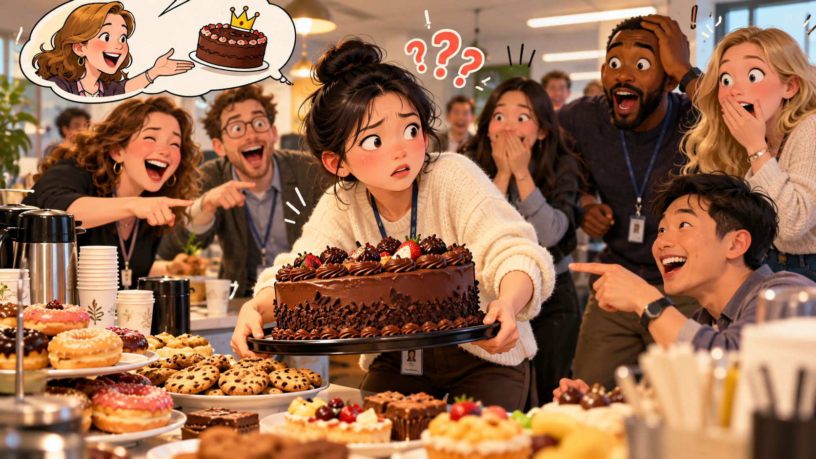 美剧学英语:take the cake - 加拿大办公室茶歇:同事说“take the cake”,我真把蛋糕端走了