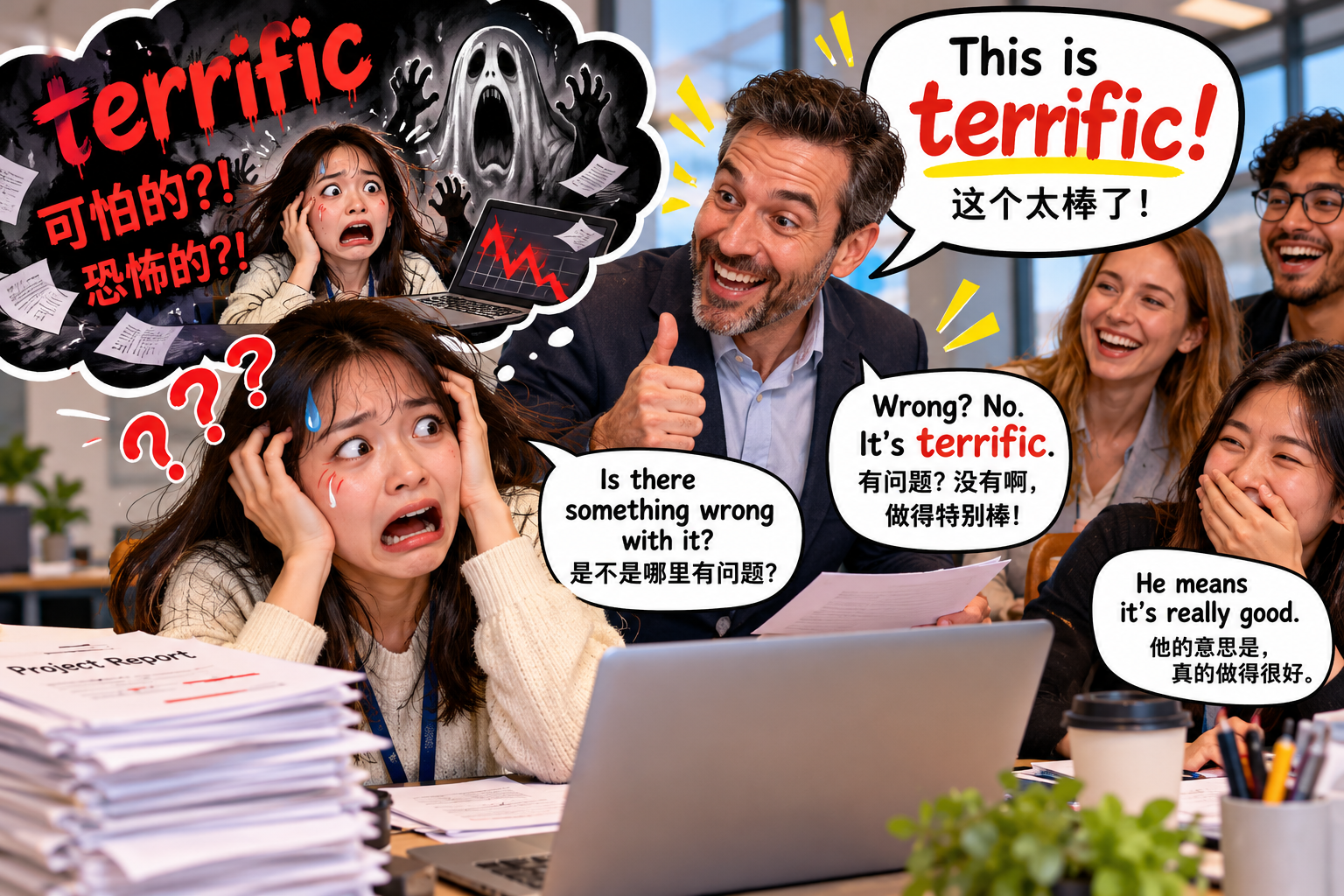美剧说英语：terrific - 加拿大同事说我做得“terrific”，我还以为他在说：太可怕了……