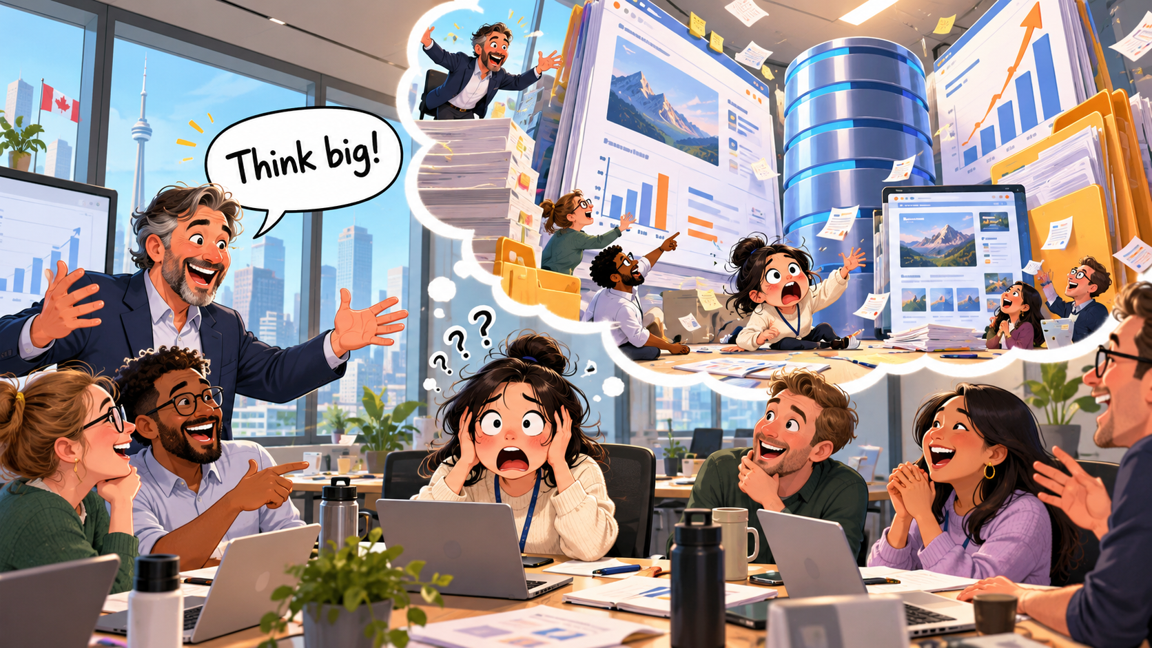 美剧学英语:think big - 加拿大公司团建时老板让我“think big”,我差点以为他嫌我的计划写得太小