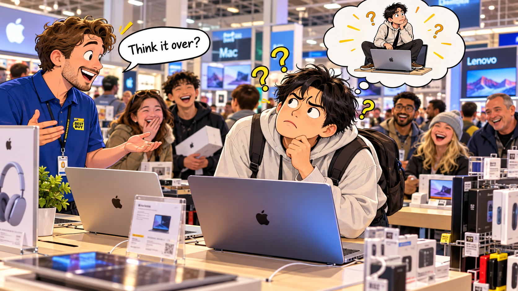 美剧说英语:think over - 加拿大电脑店店员让我“think it over”,我真的抬头找了半天……