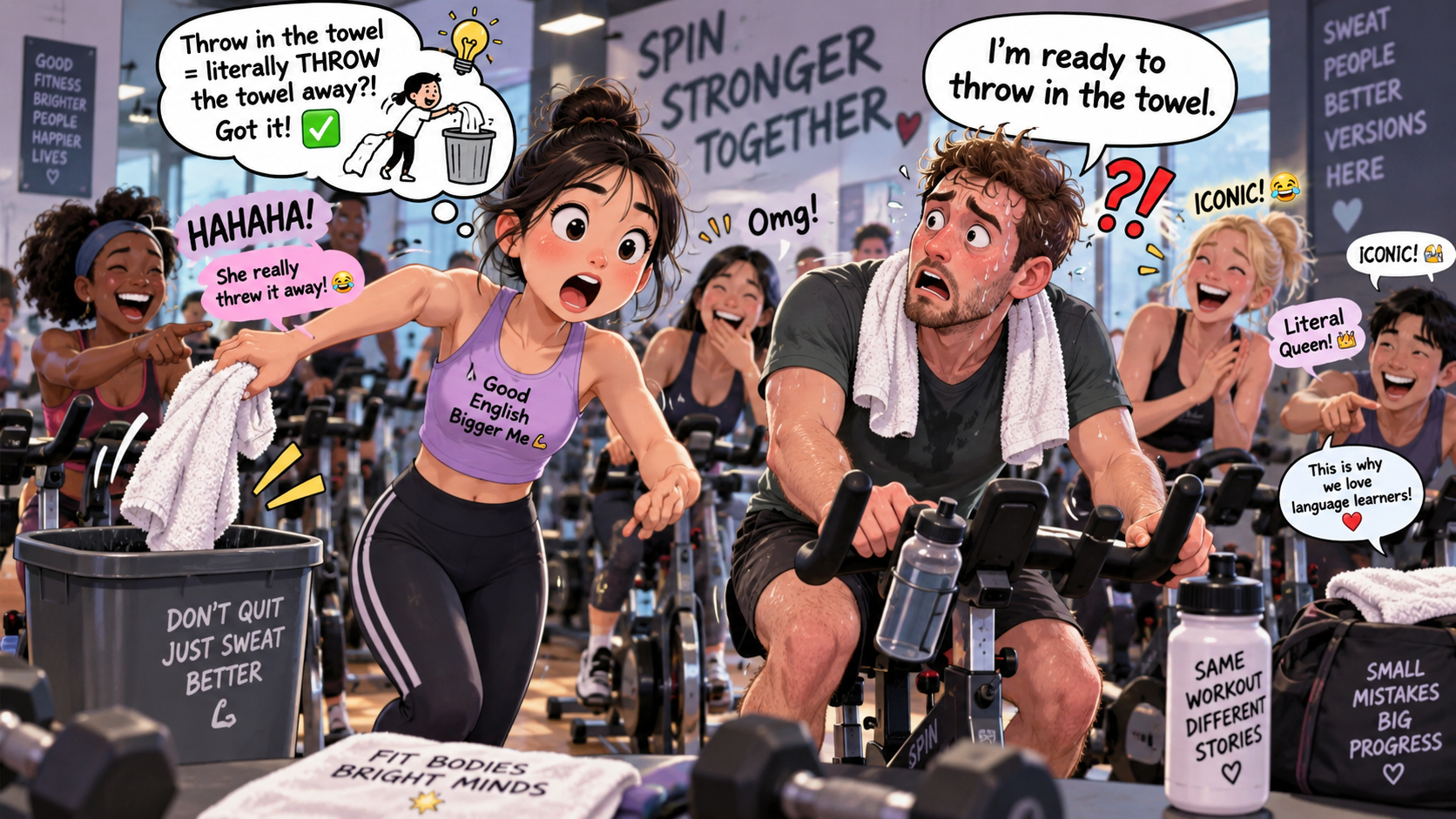 美剧学英语:throw in the towel - 加拿大健身房里他说“throw in the towel”,我真的把毛巾扔了……