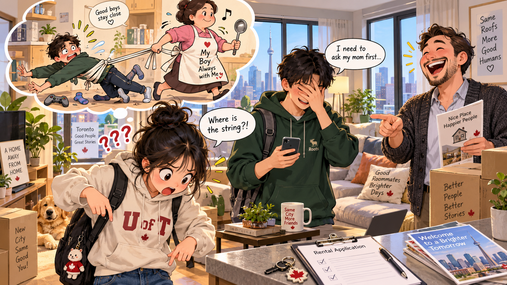 美剧学英语:tied to one's apron strings - 加拿大租房看房时,室友说他还“绑在妈妈围裙上”,我真去找那根绳了