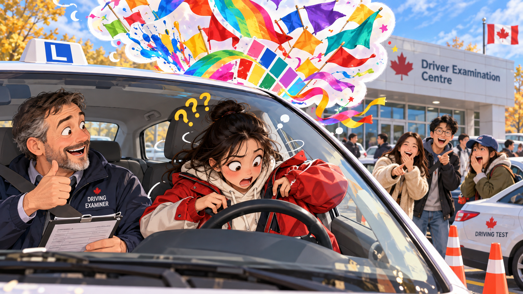美剧学英语:to pass with flying colors - 加拿大驾照路考结束,考官说我“with flying colors”,我低头找了半天颜色