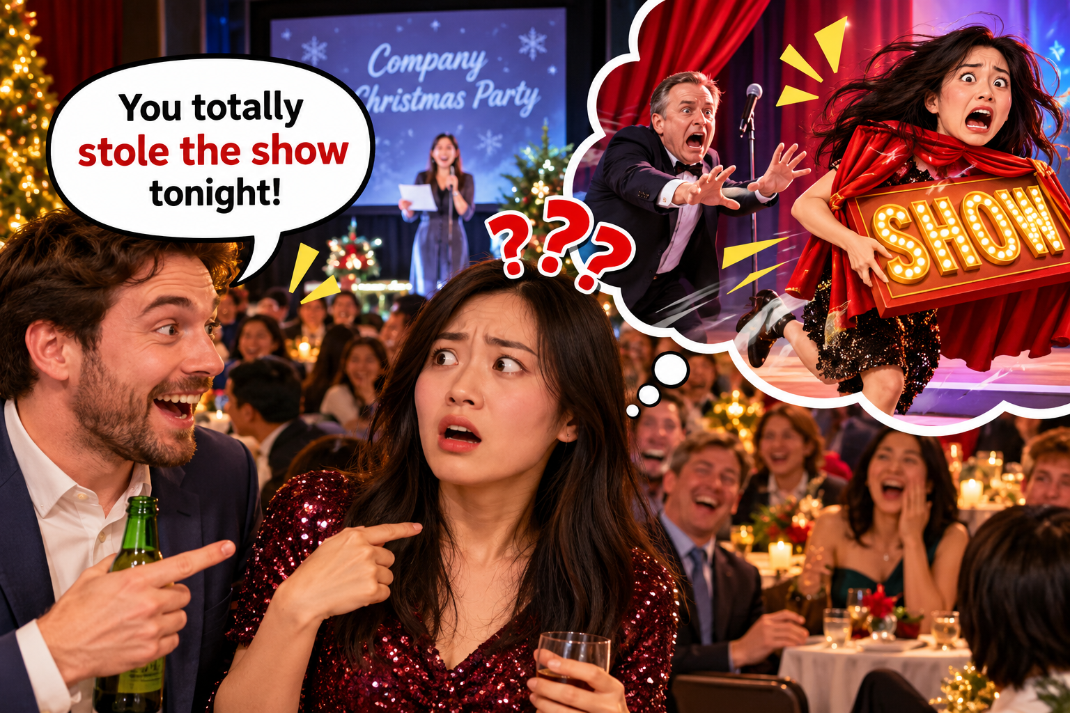 美剧学英语:to steal the show - 加拿大公司年会上,同事说我“stole the show”,我差点去找保安……
