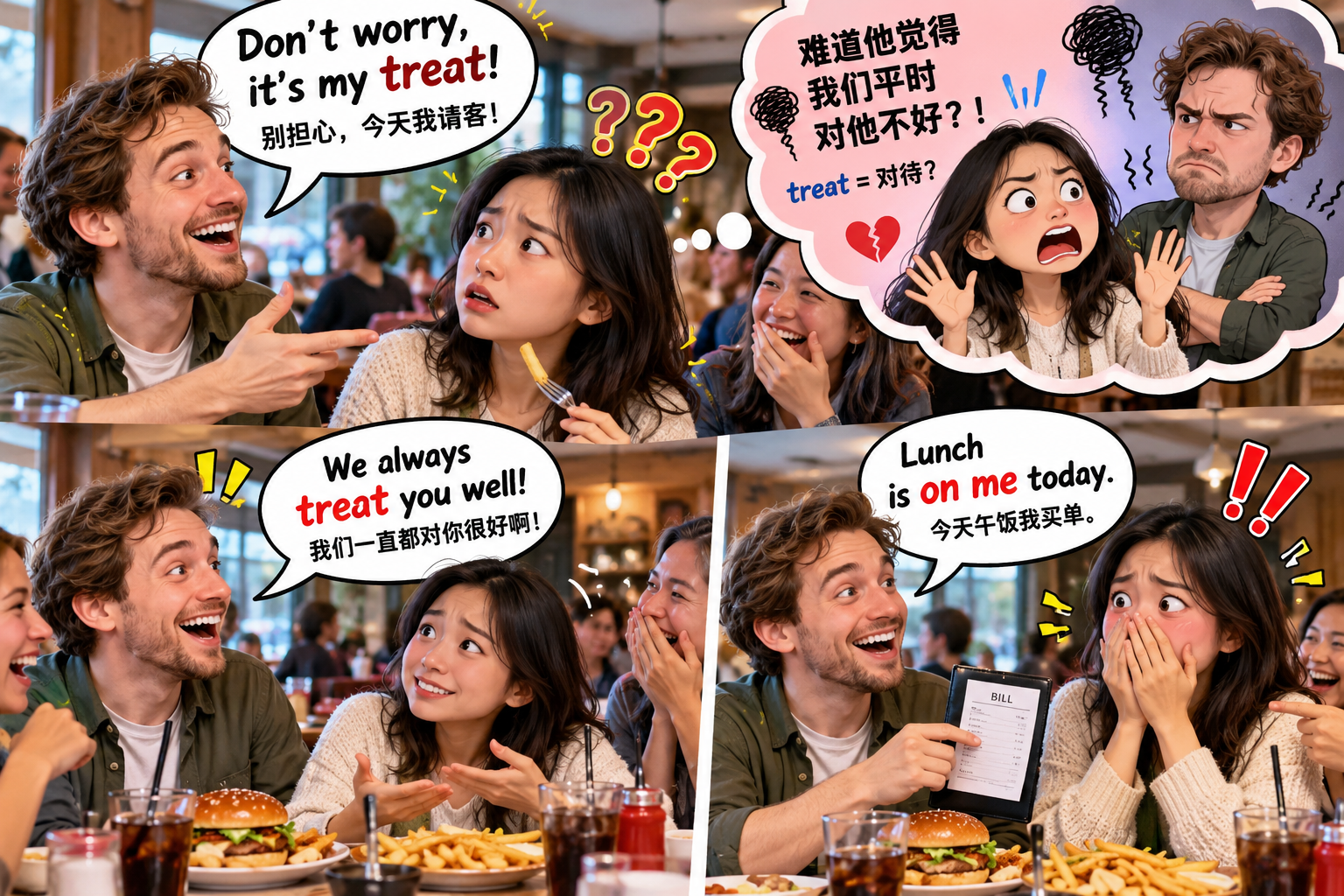 美剧说英语：treat - 加拿大同事说午饭他“treat”，我差点以为自己得罪他了……