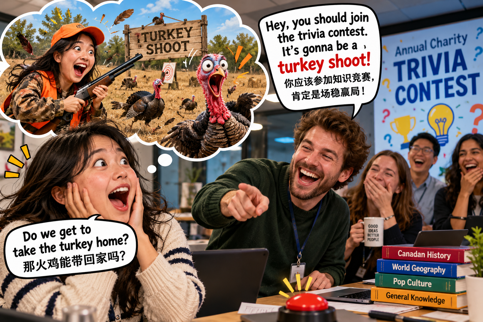 美剧说英语：turkey shoot - 加拿大办公室同事说“turkey shoot”，我竟然问他火鸡去哪领……