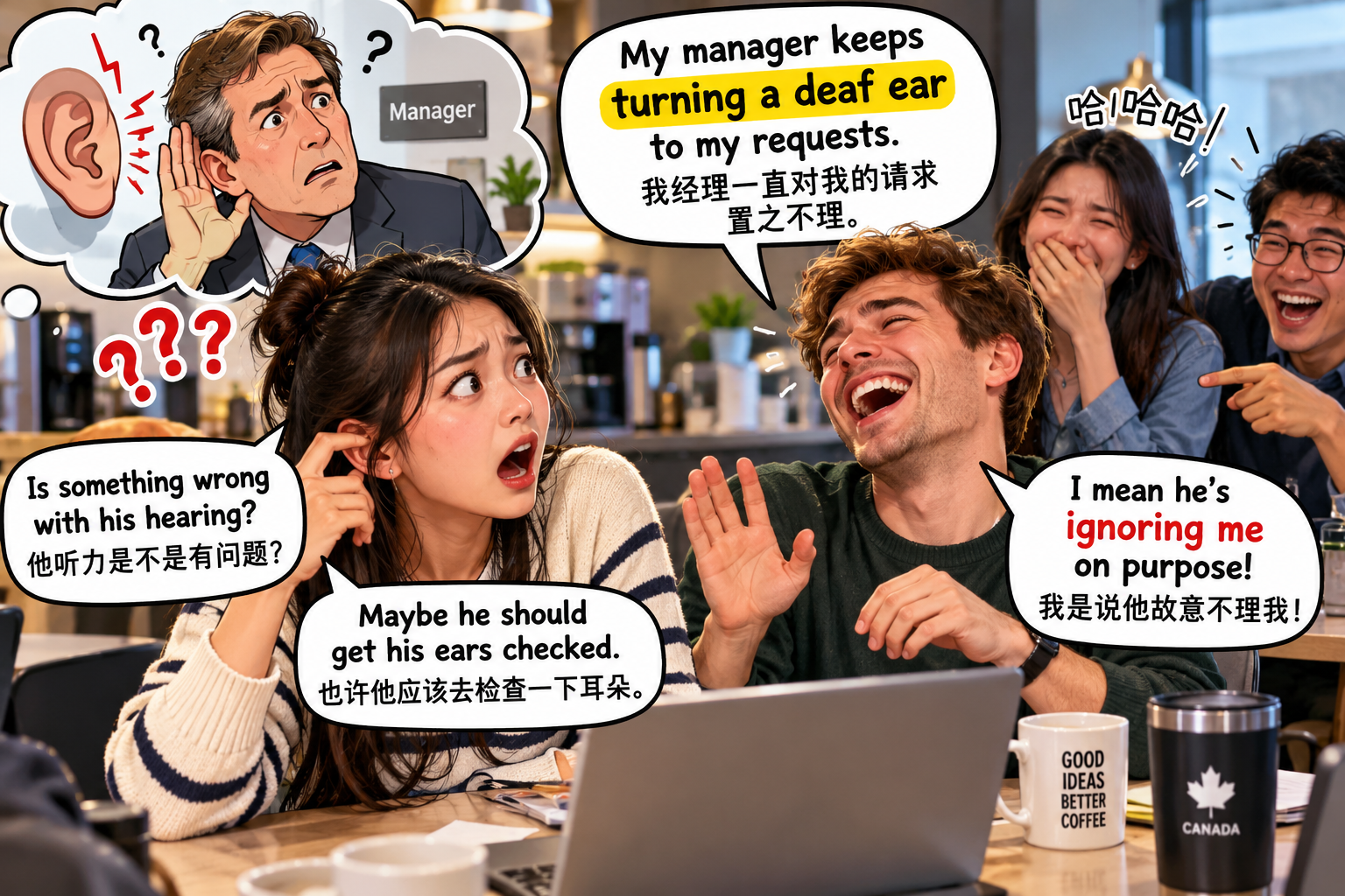 美剧说英语：turn a deaf ear - 加拿大办公室同事说“turn a deaf ear”，我竟然问他要不要去看耳科……