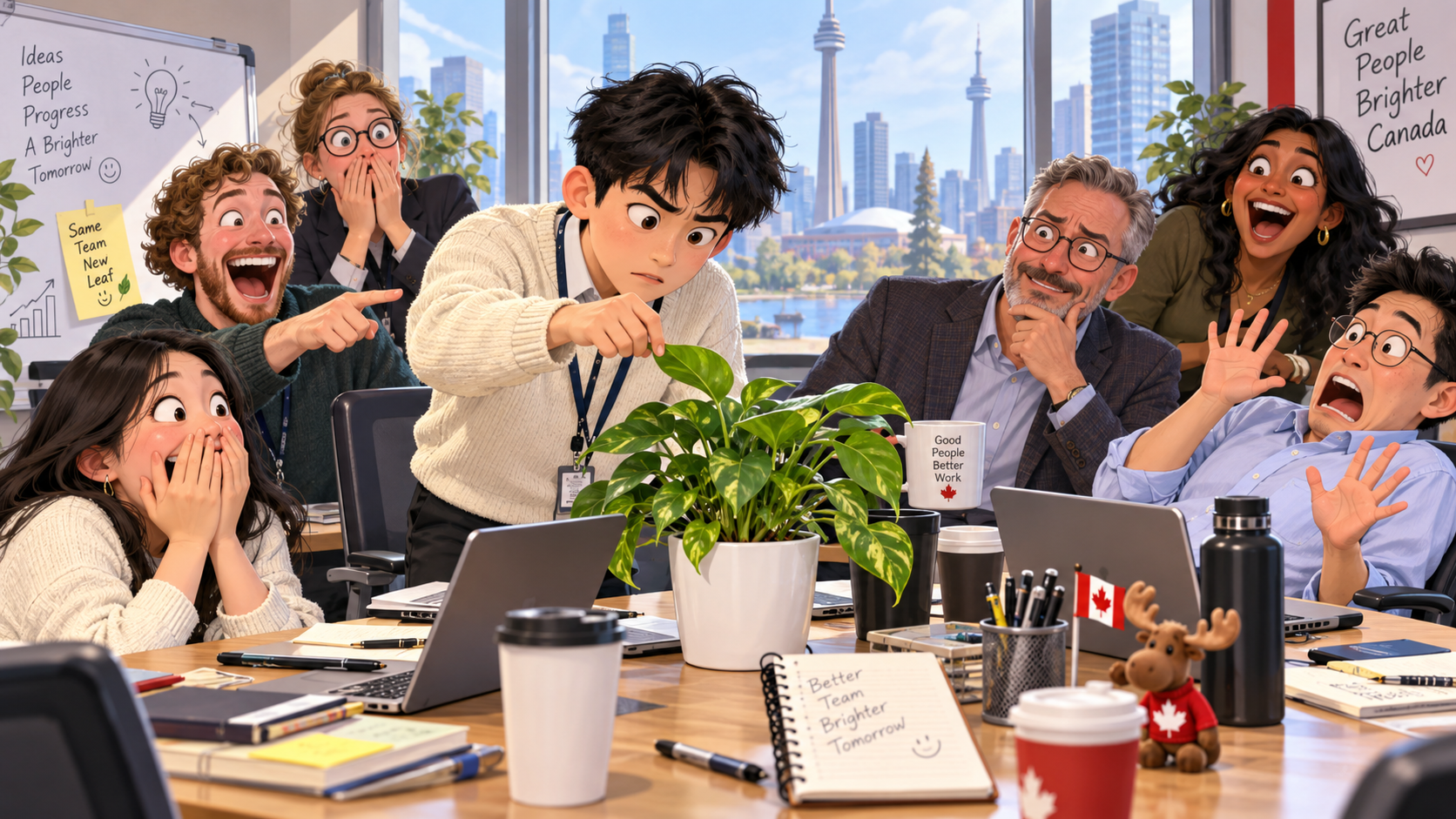 美剧学英语:turn over a new leaf - 加拿大办公室周会,老板让我“turn over a new leaf”,我真的去翻了盆栽……