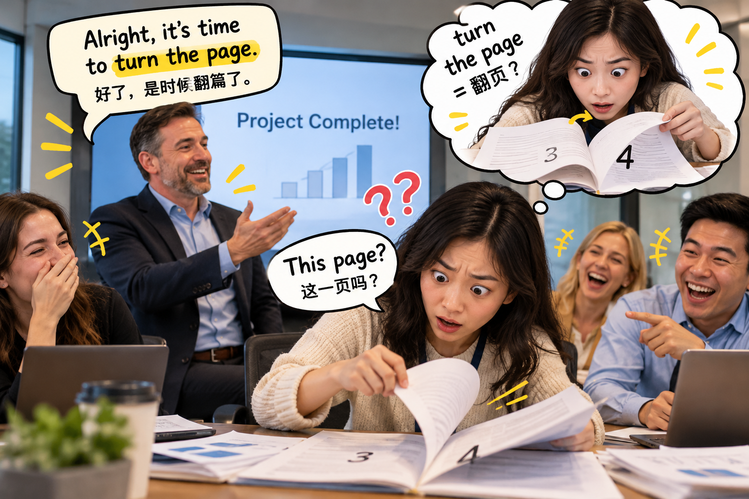 美剧学英语:turn the page - 加拿大同事说“turn the page”,我真的伸手去翻了桌上的那一页……