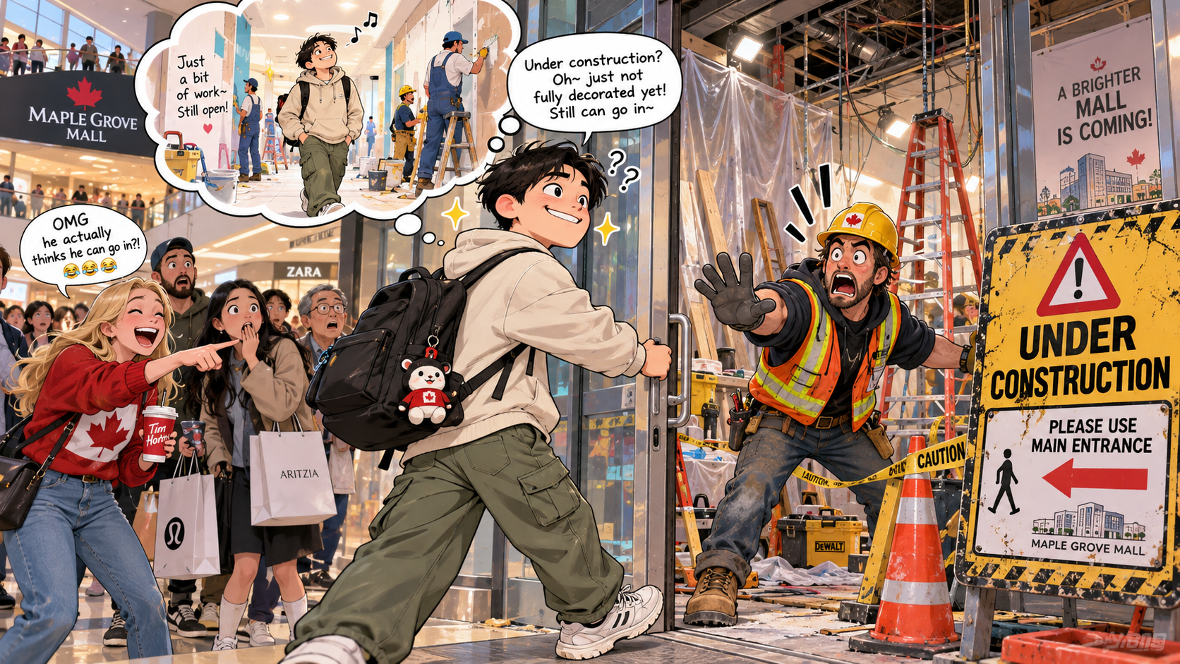 美剧说英语：under construction - 加拿大商场写着“under construction”，我还以为只是没装修完……