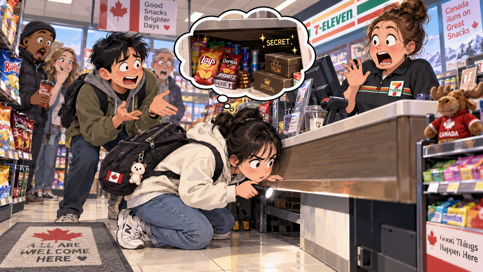 美剧学英语：under the counter - 加拿大便利店里，朋友说东西在“under the counter”，我真的蹲下去找了……