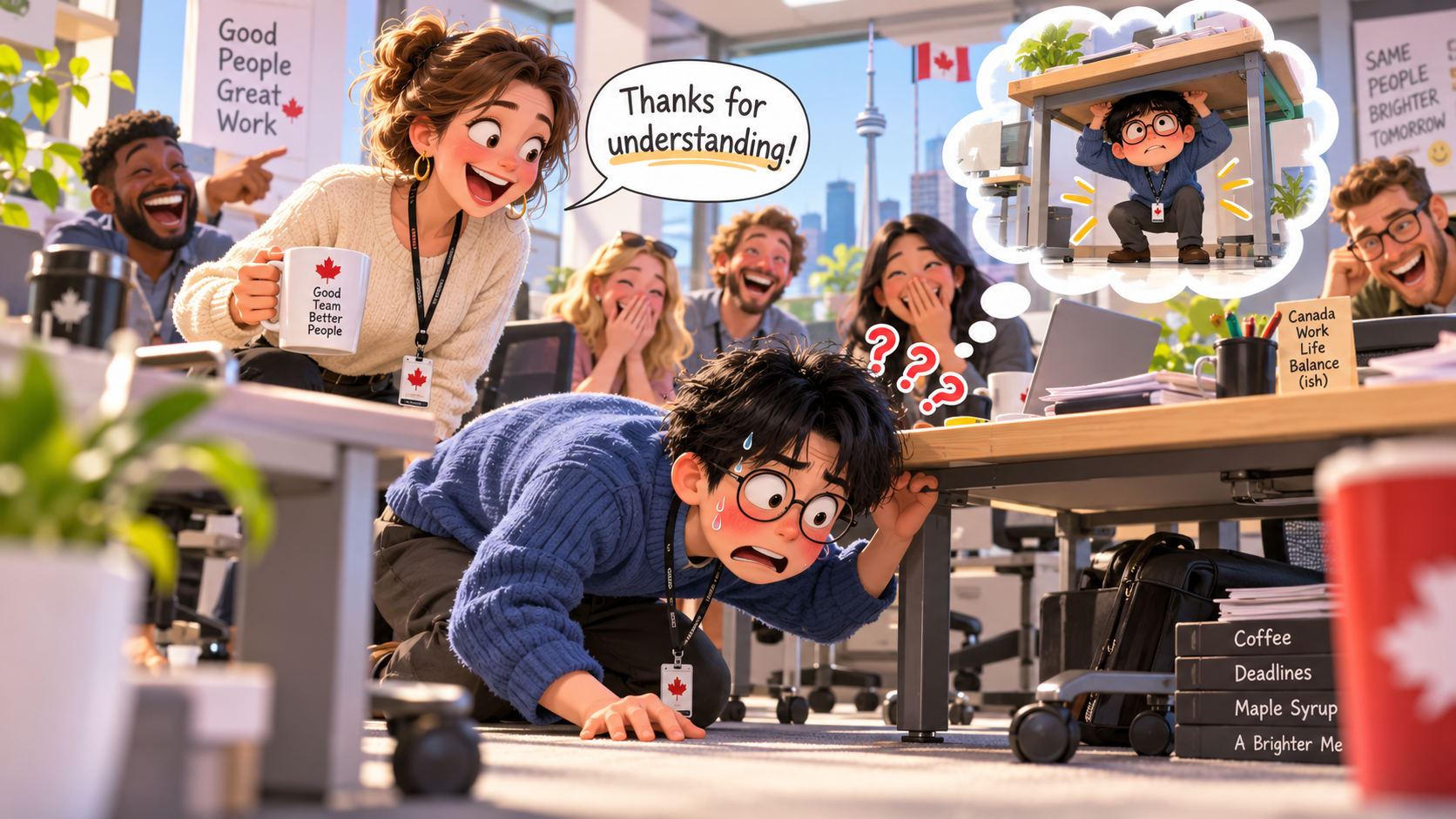 美剧学英语:understanding - 加拿大办公室同事说“Thanks for understanding”,我差点低头找桌子底下