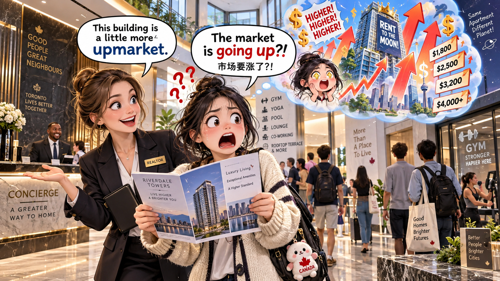 美剧学英语:up market - 加拿大看公寓,中介说“upmarket”,我当场问:房租还要涨?