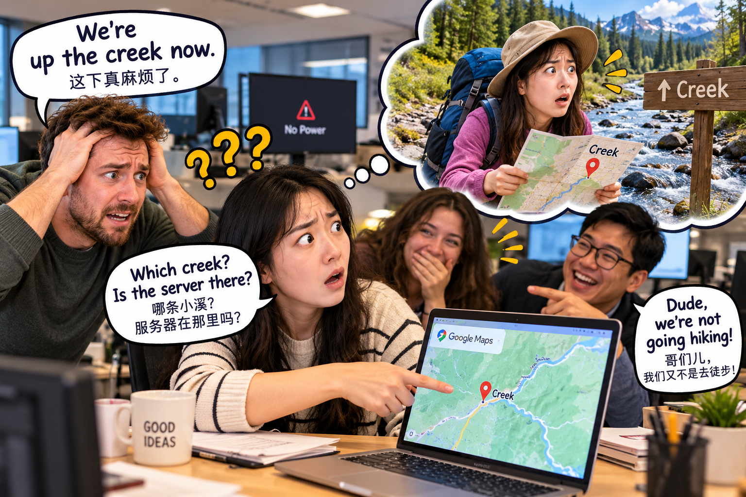 美剧说英语:up the creek - 加拿大办公室同事说“up the creek”,我差点打开Google Maps帮他找河……