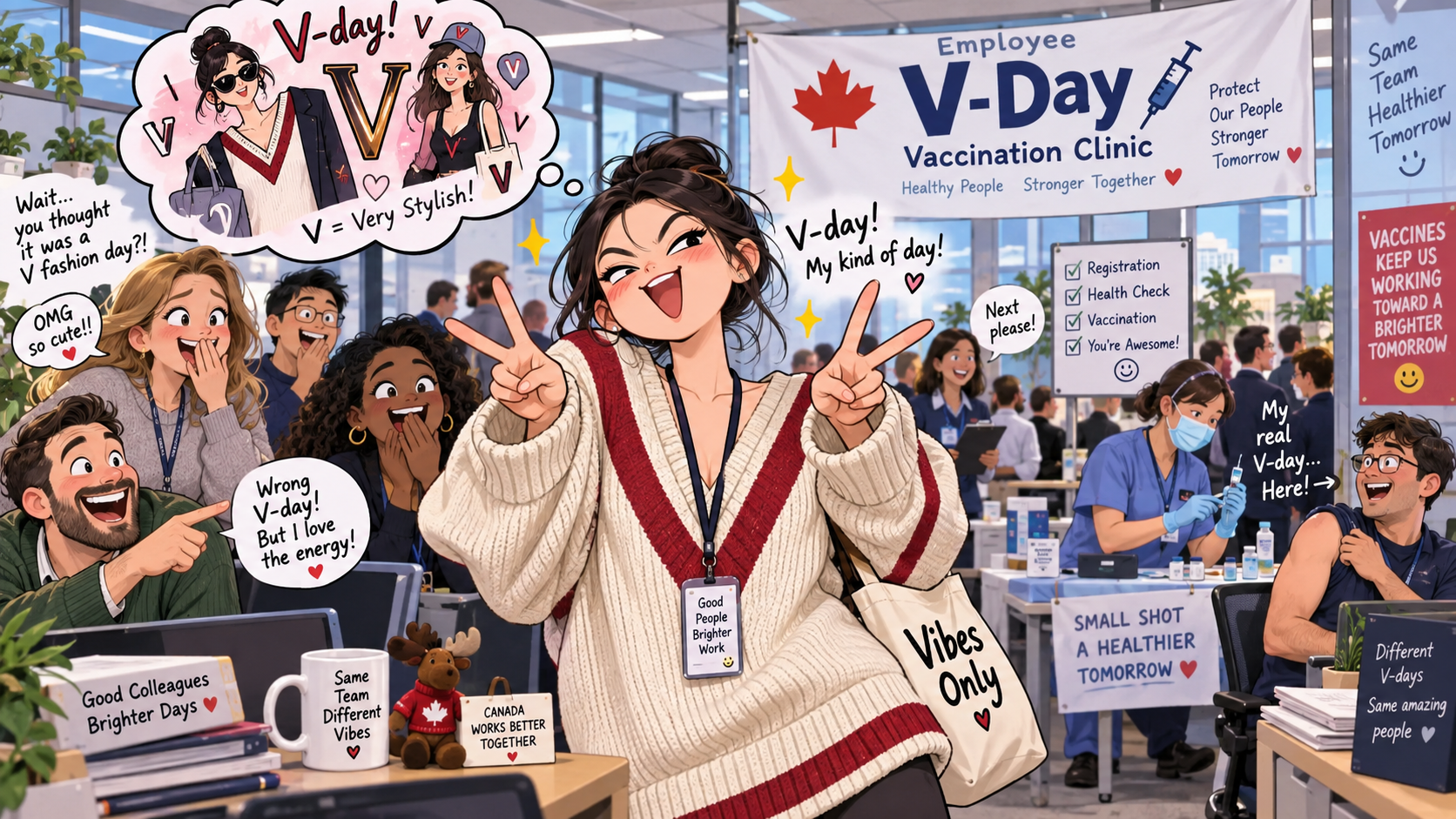 美剧学英语:V-day - 加拿大办公室说周五是“V-day”,我真的穿了一件大V领去上班……